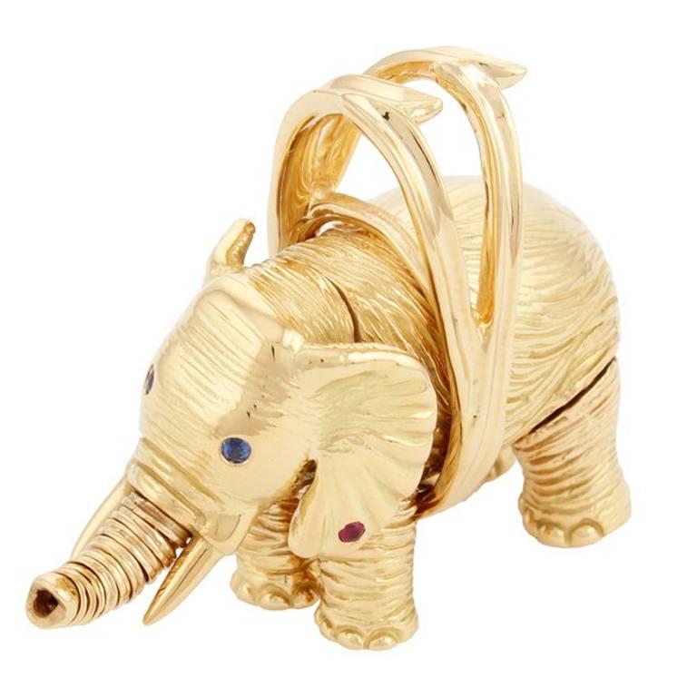 18 Karat Yellow Gold MISS BATIR ELEPHANT Pendant by John Landrum Bryant For Sale