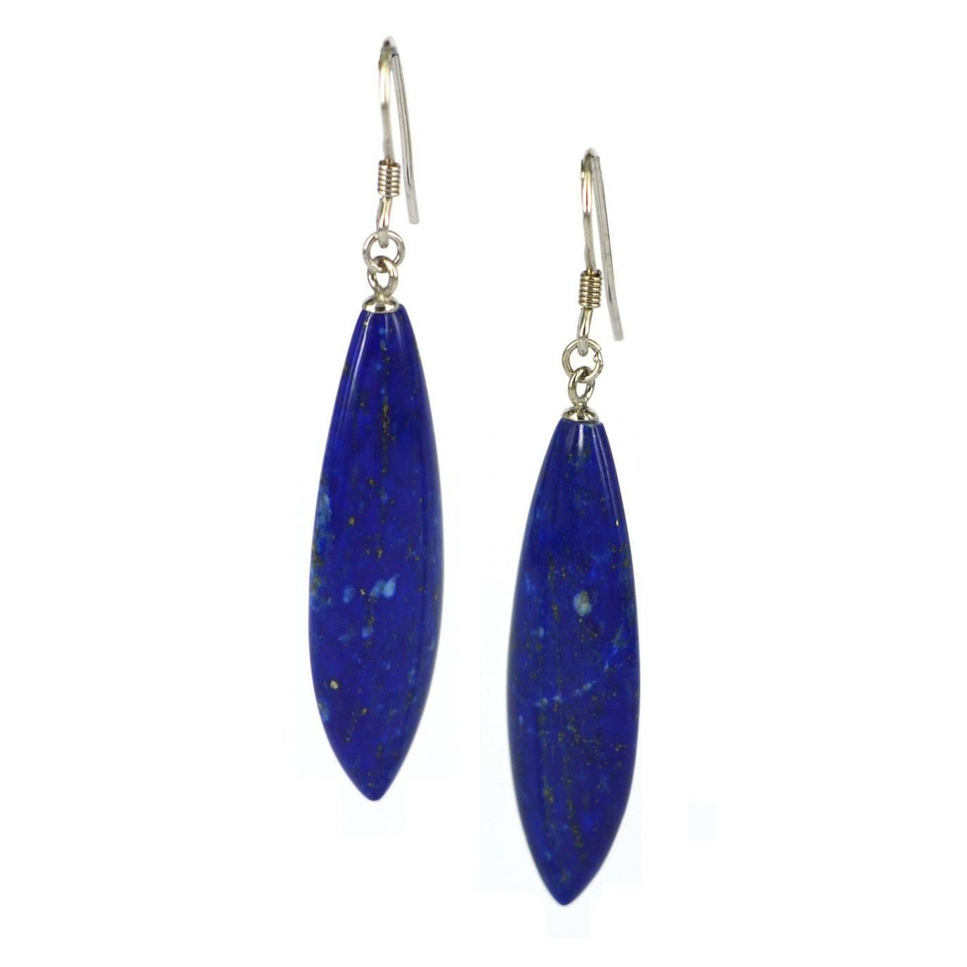 Decadent Jewels Marquise Lapis Lazuli Silver Earrings