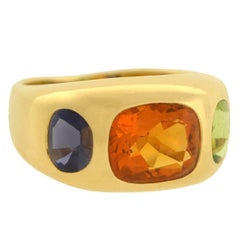 Chanel Contemporary Citrine, Peridot and Iolite Three-Stone Ring