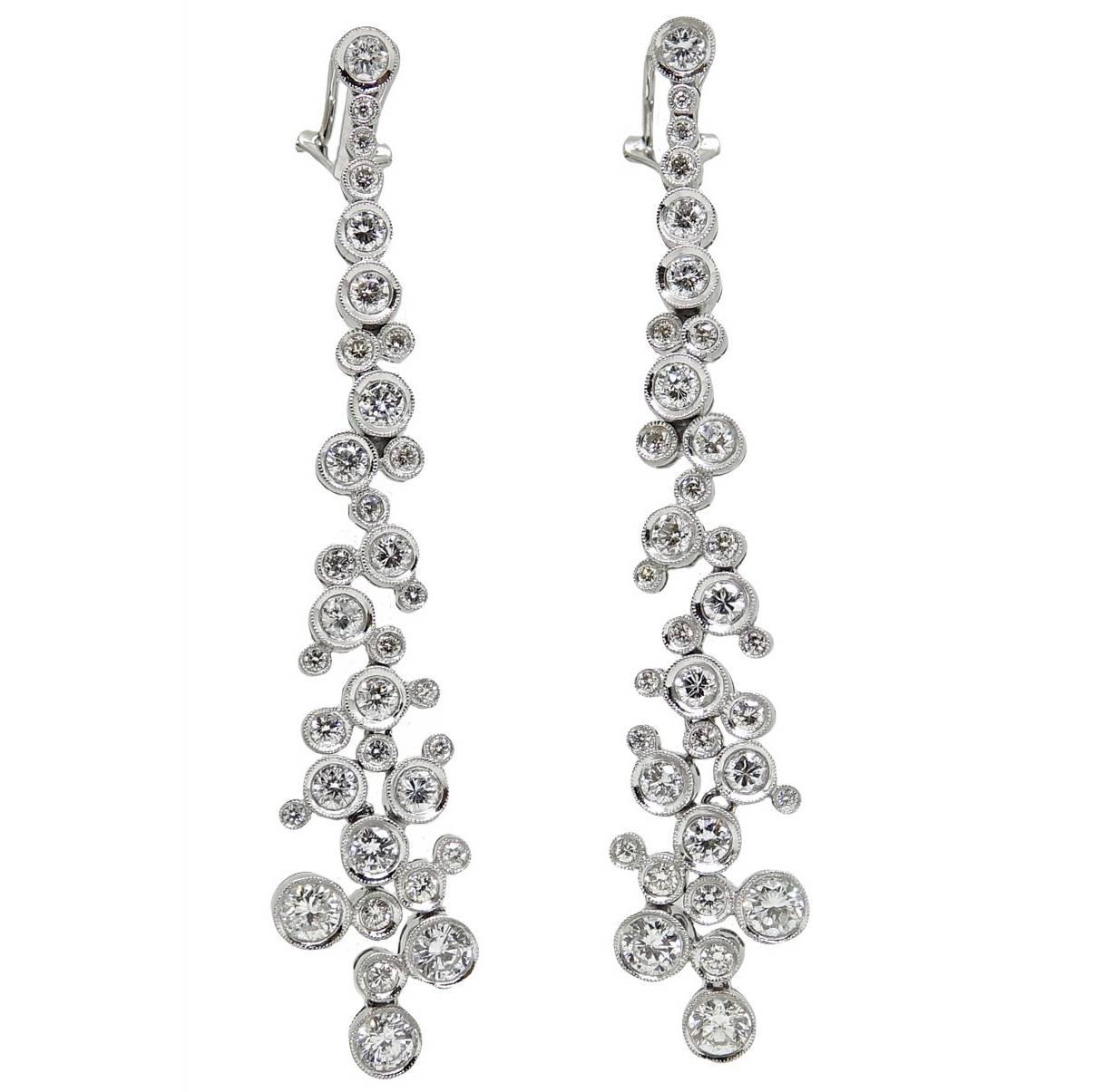 4.99 Carat Diamond Drop White Gold Earrings For Sale