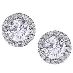 Round Brilliant Diamond Cluster Stud Earrings