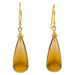 Crevoshay Citrine Earrings in 18 Karat Yellow Gold