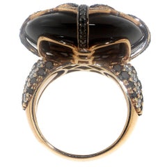 Zorab Creation 50.25 Carat Black Spinel and Diamonds Rose Gold Cocktail Ring