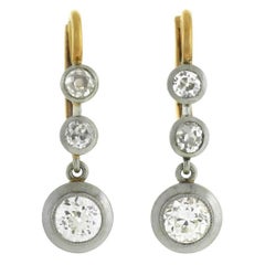 Edwardian Old Mine Cut Diamond Drop Earrings