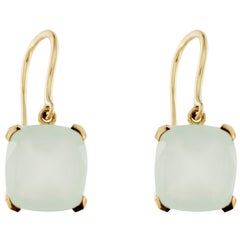 Jona Aqua Chalcedony Yellow Gold Pendant Earrings