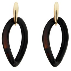 Jona Black Onyx Yellow Gold Pendant Earrings