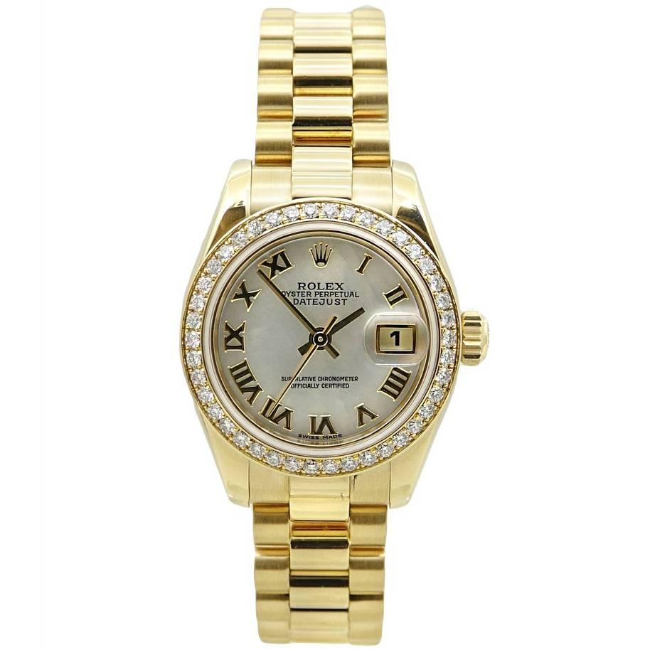 Rolex Ladies yellow gold President Diamond Bezel Automatic wristwatch ref 179138 For Sale