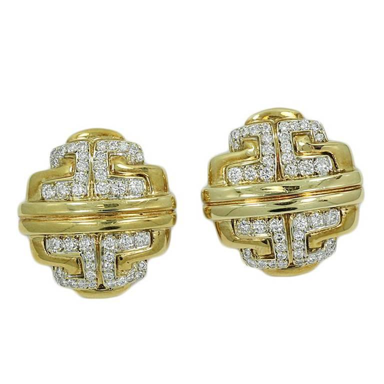 2.40 Carat Diamond Button Yellow Gold Earrings For Sale