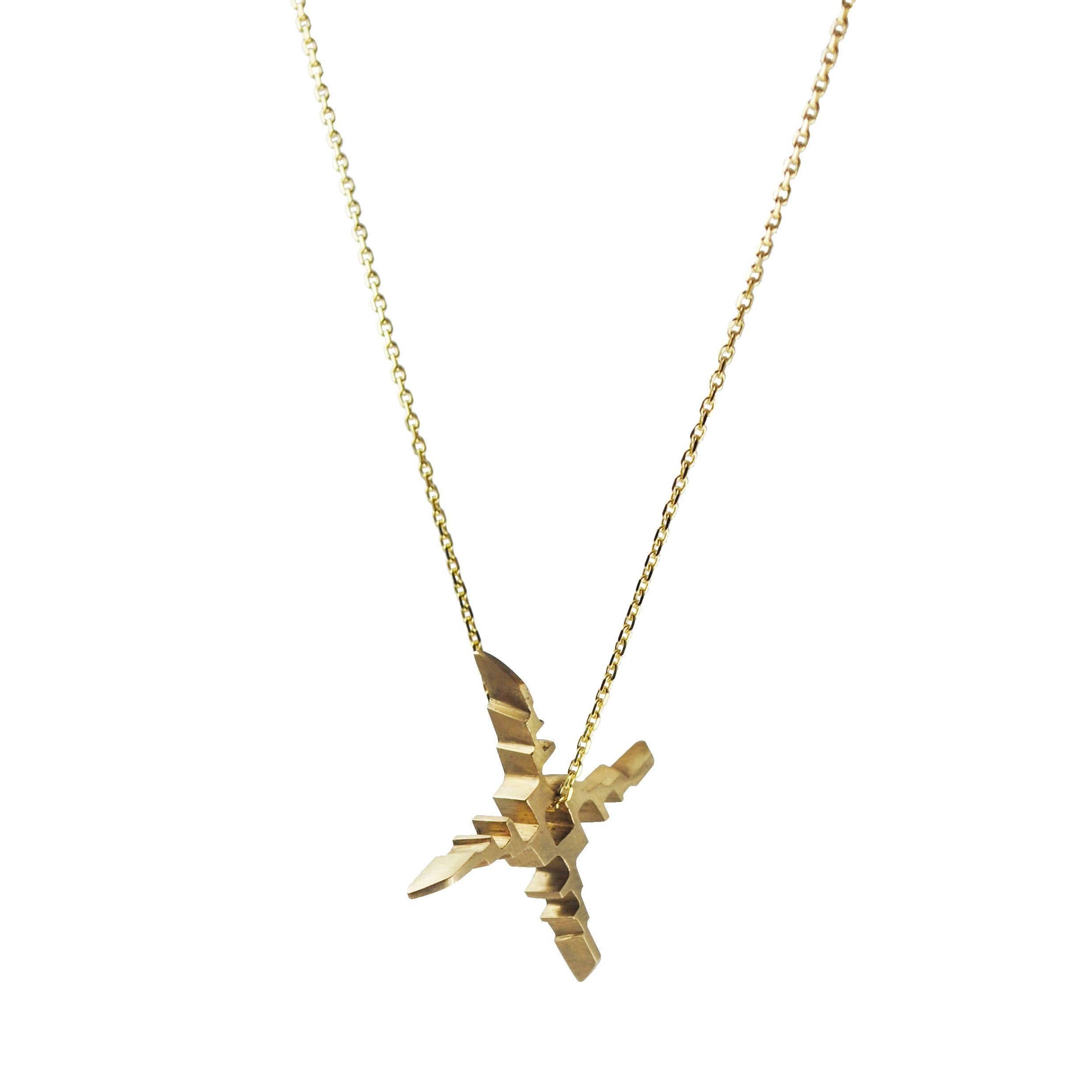 Emer Roberts Gold Angular Wheel Pendant Necklace For Sale