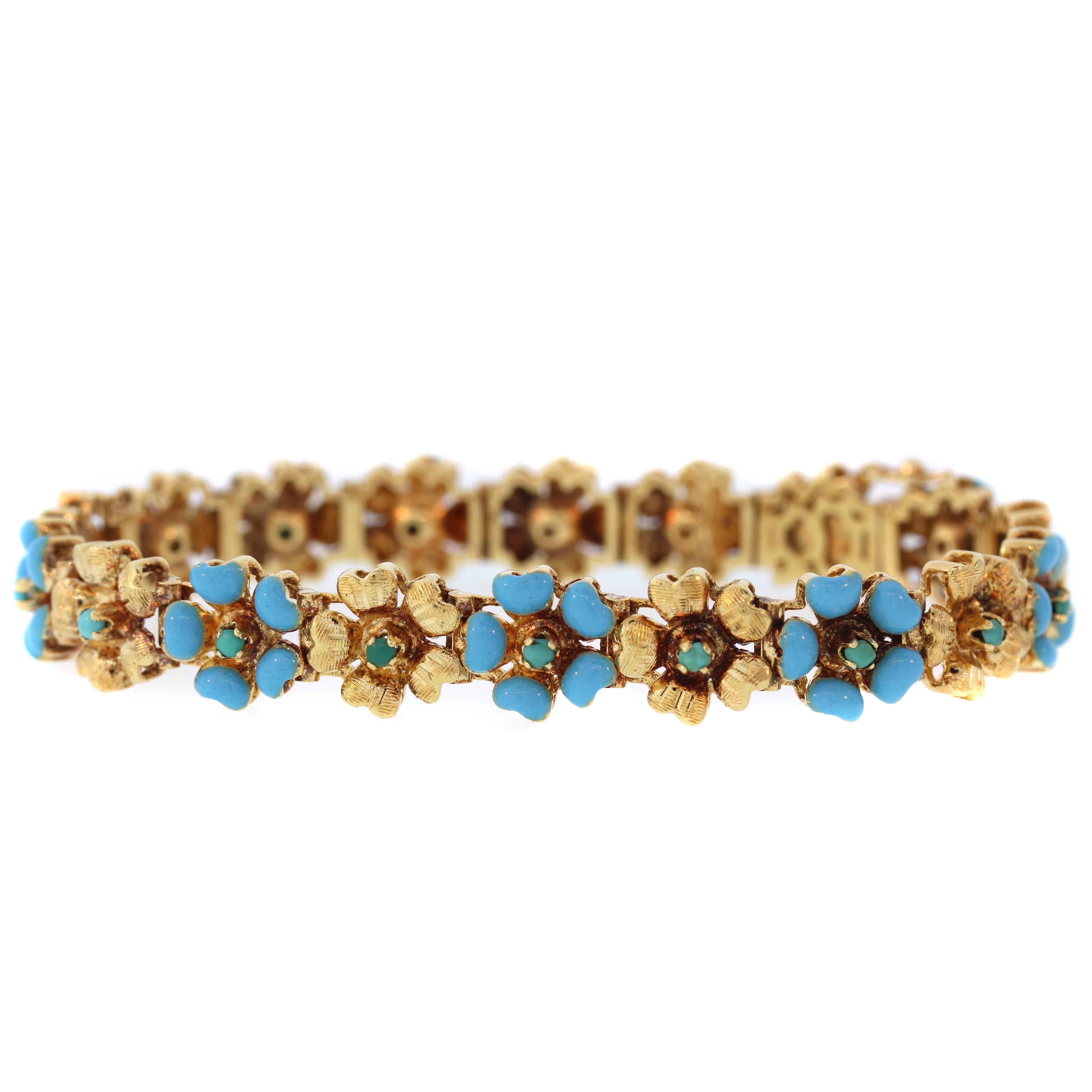 Chimento Gold Turquoise Enamel Bracelet