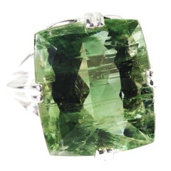 20.35 Carat Amazing Green Beryl Sterling Silver Cocktail Ring