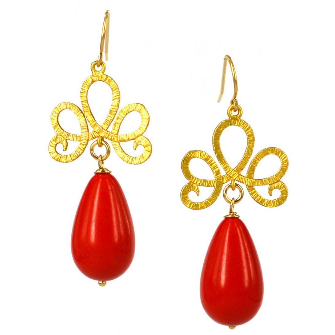 Decadent Jewels Red Gold Earrings