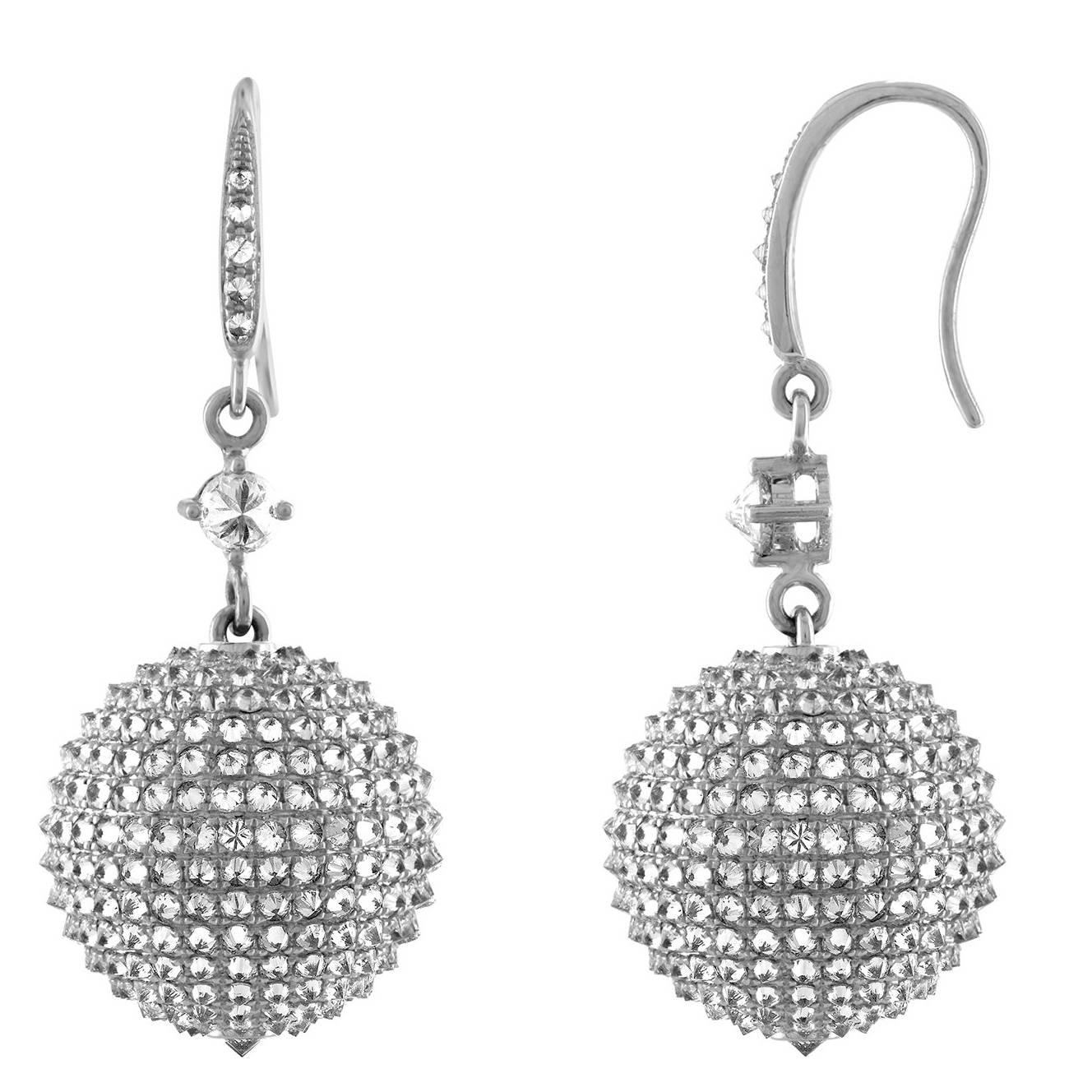 Extra Fine Diamond "Disco Ball" Platinum Earrings at 1stdibs