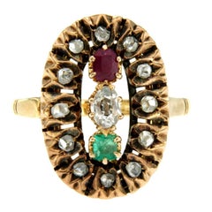 Antique Italian Tricolor Gold Ring