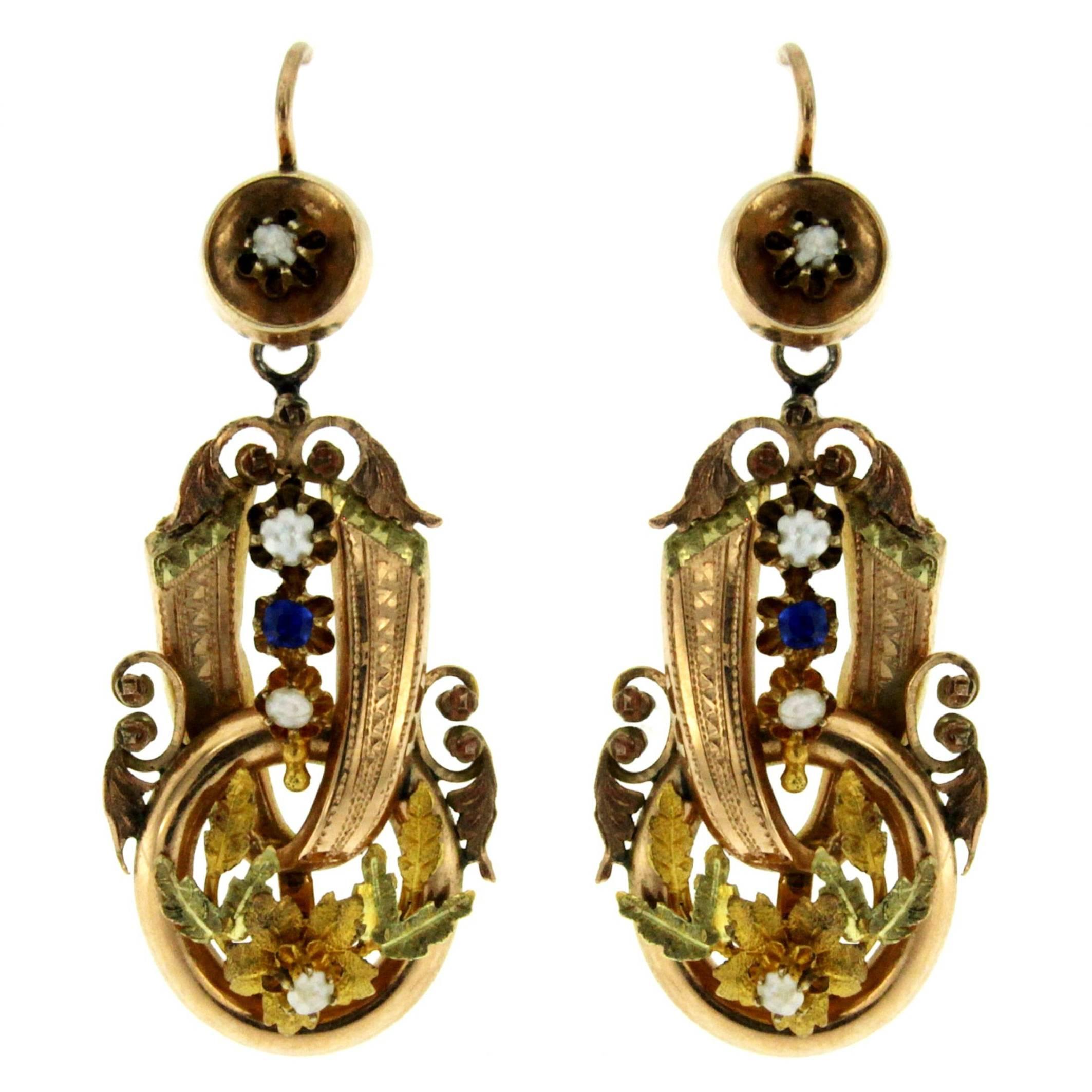 Antique Neapolitan Gold Earrings