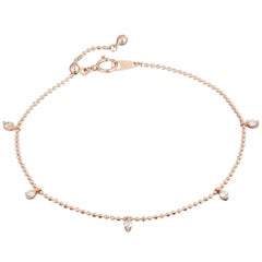 5 White Diamonds 0.2 Carat 18 Karat Rose Gold Bracelet Wristlet Bangle