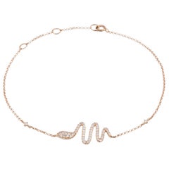 54 White Diamonds 0.33 Carat 18 Karat Rose Gold Snake shaped Bracelet Bangle 