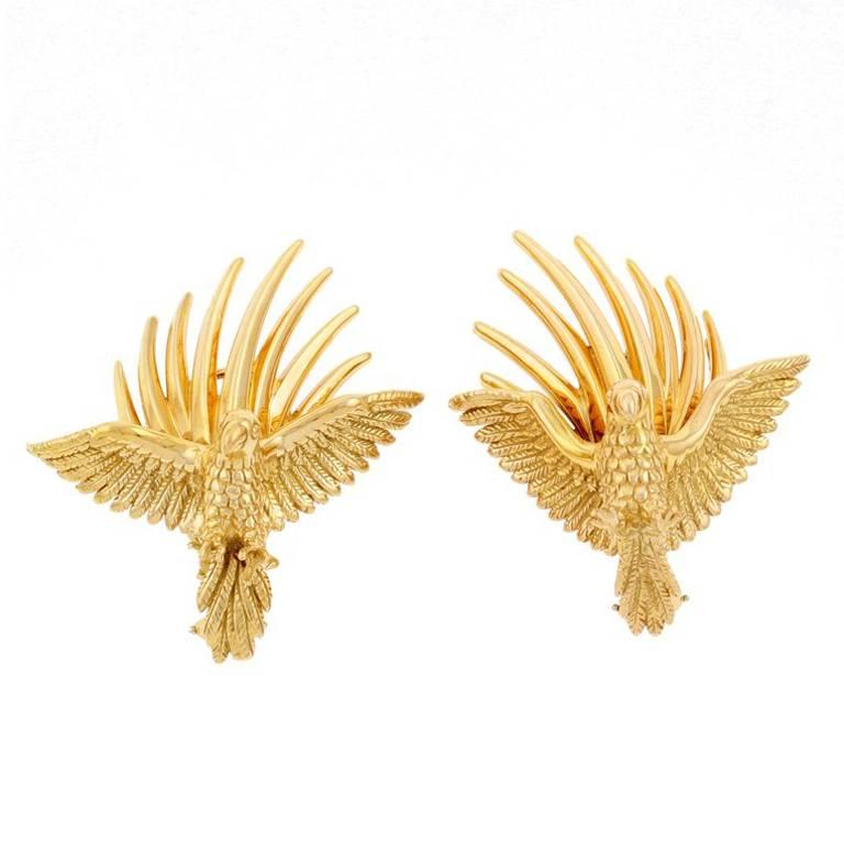18k Yellow Gold Flying Angel and Peter Earrings by John Landrum Bryant For Sale