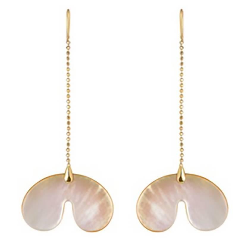 Gold Mother-of-Pearl Drop Dangle Earrings For Sale