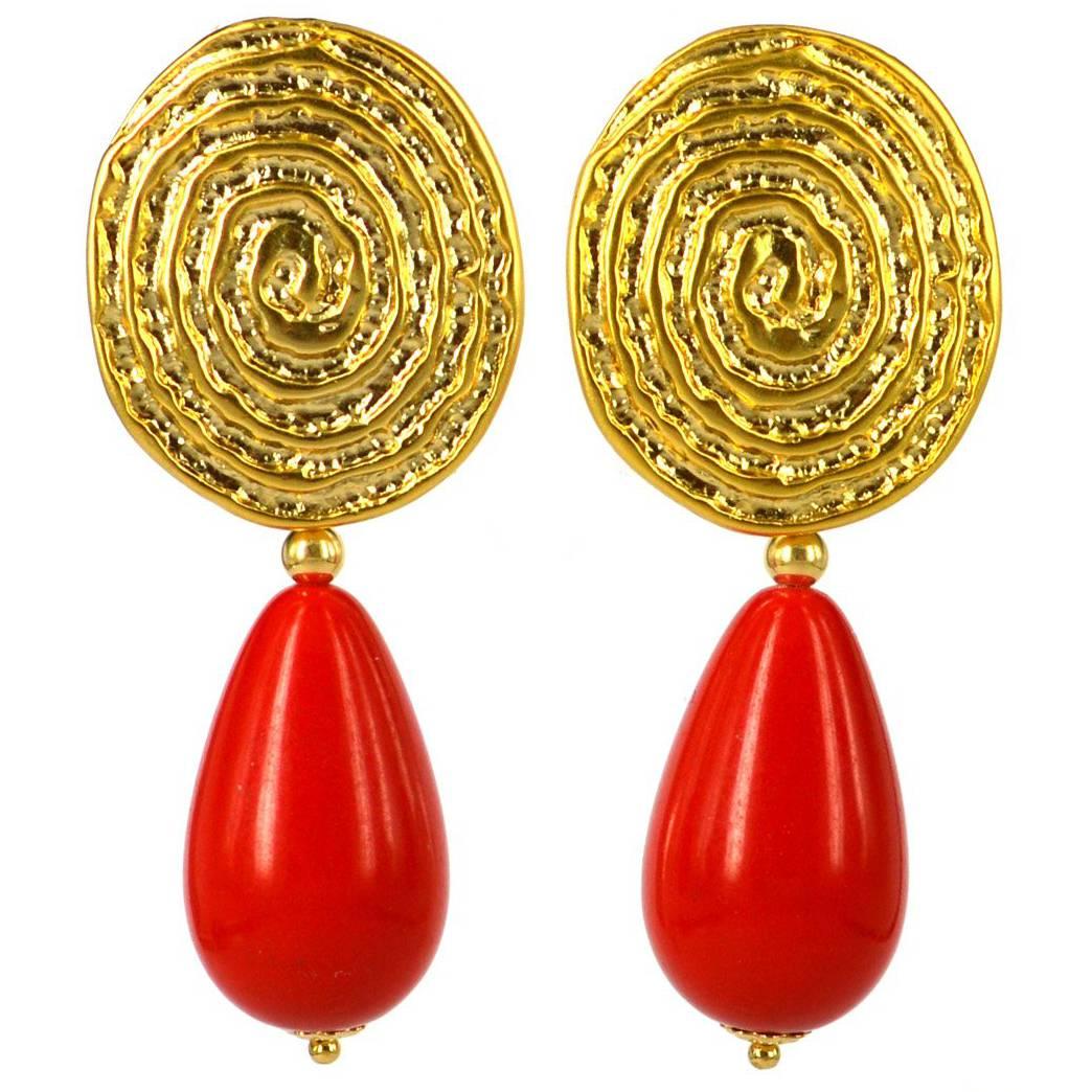 Decadent Jewels Red and Gold Earrings