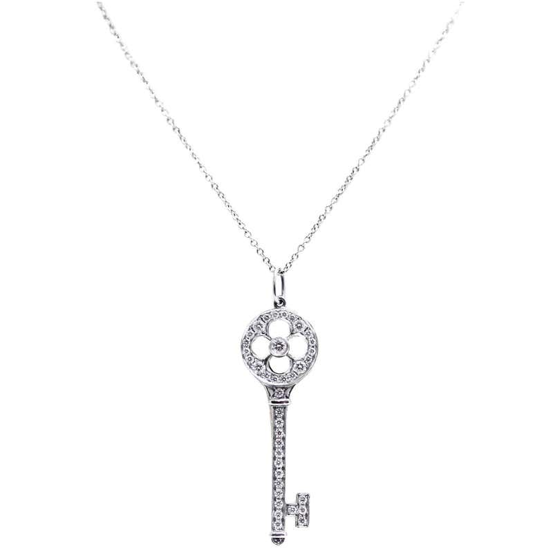 Small Platinum Tiffany Key Pendant at 1stDibs | tiffany key necklace