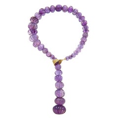 Gold Amethyst Violet Bead Necklace
