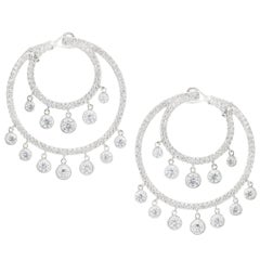 Roman Malakov 5.32 Carats Total Round Dangling Diamond Chandelier Earrings