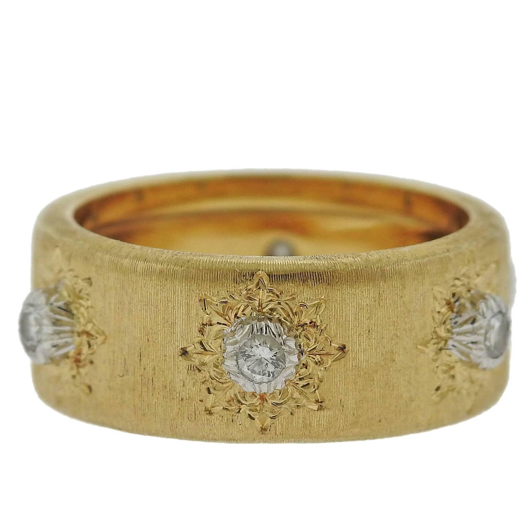 Buccellati Diamond 18 Karat Gold Wedding Band Ring