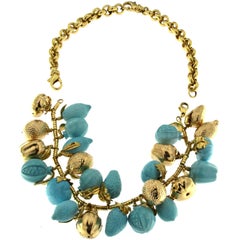 Vintage Fruit Turquoise Necklace and Bracelet Together