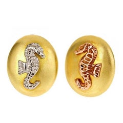 Yellow White and Rose Gold SEAHORSE CONVERGENCE Earrings by John Landrum Bryant