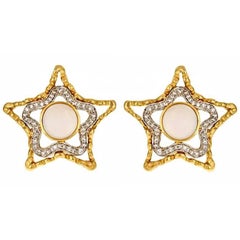 Diamond Platinum 18 Karat Gold SHY STAR Earrings by John Landrum Bryant