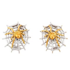 18k White and Yellow Gold Spider Earrings by John Landrum Bryant