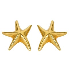 18 Karat Yellow Gold STAR FISH Earrings by John Landrum Bryant