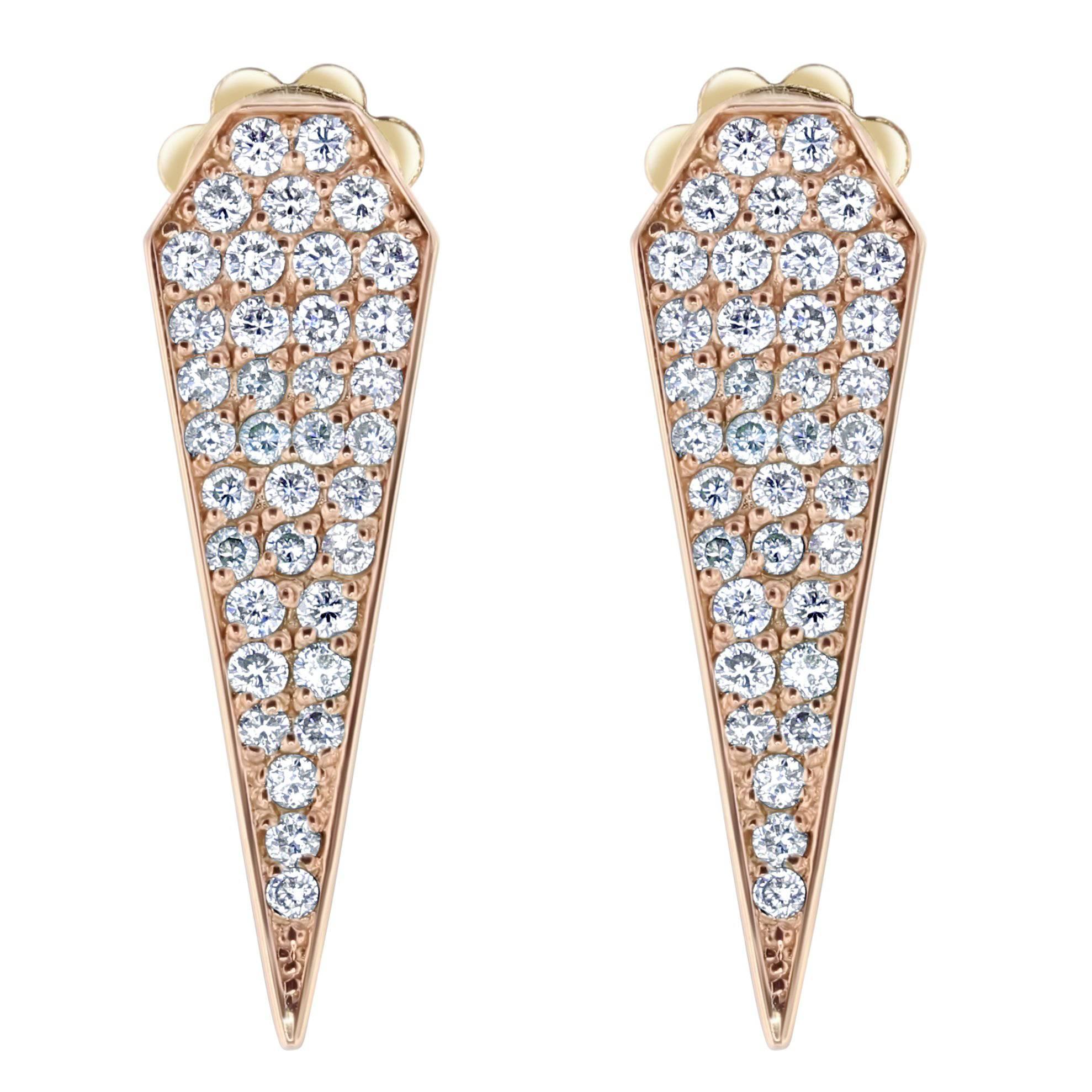 Diamant-Tropfen-Ohrringe aus Roségold im Angebot