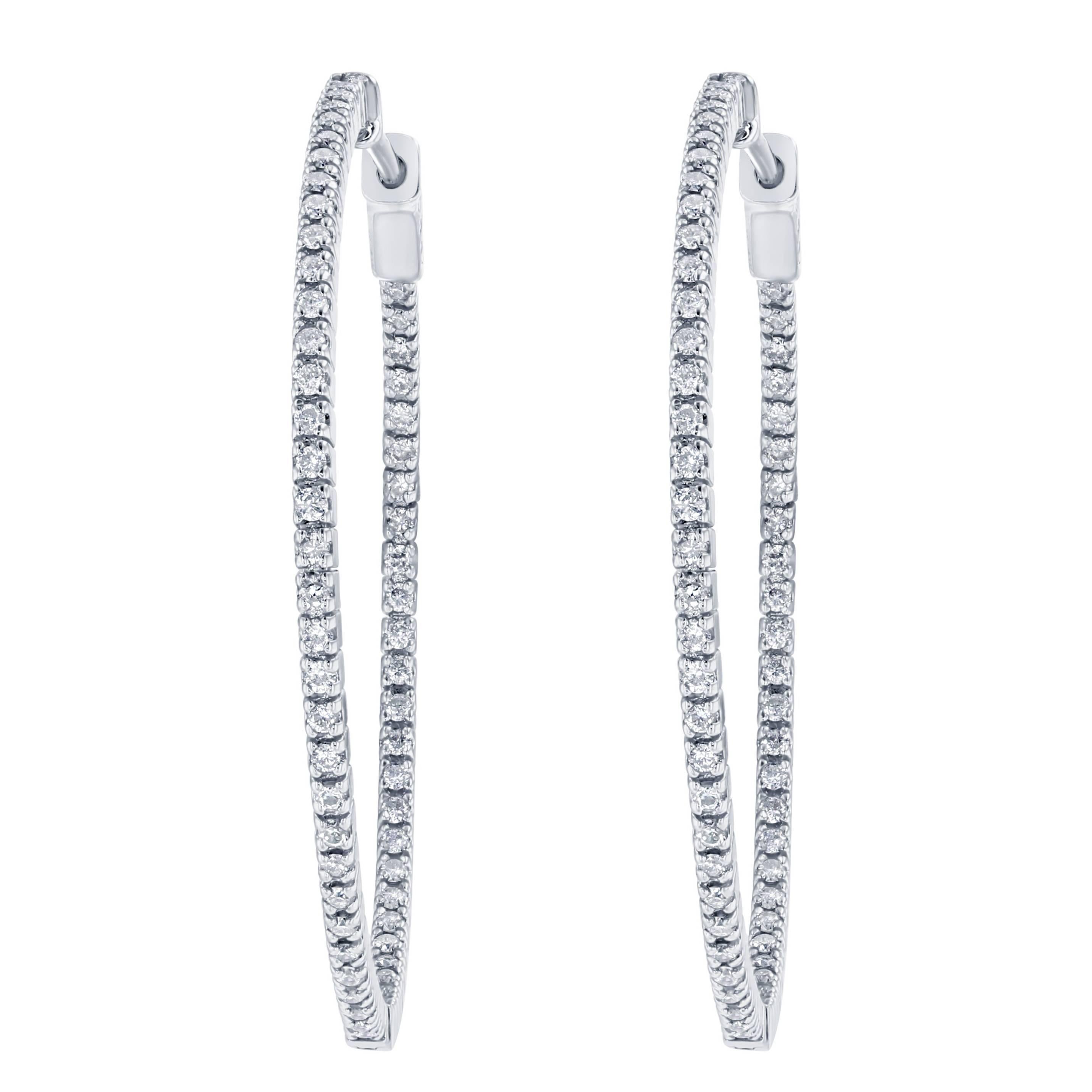 1.07 Carat Inside-Out Diamond Hoop Earrings For Sale