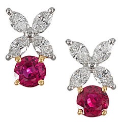 Vintage Ruby and Diamond “Victoria” Earrings, Signed Tiffany & Co.