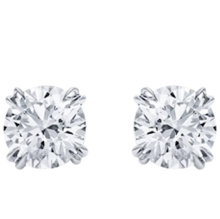 Paire de clous d'oreilles en diamants ronds de 1,40 et 1,40 carat D sans défaut interne