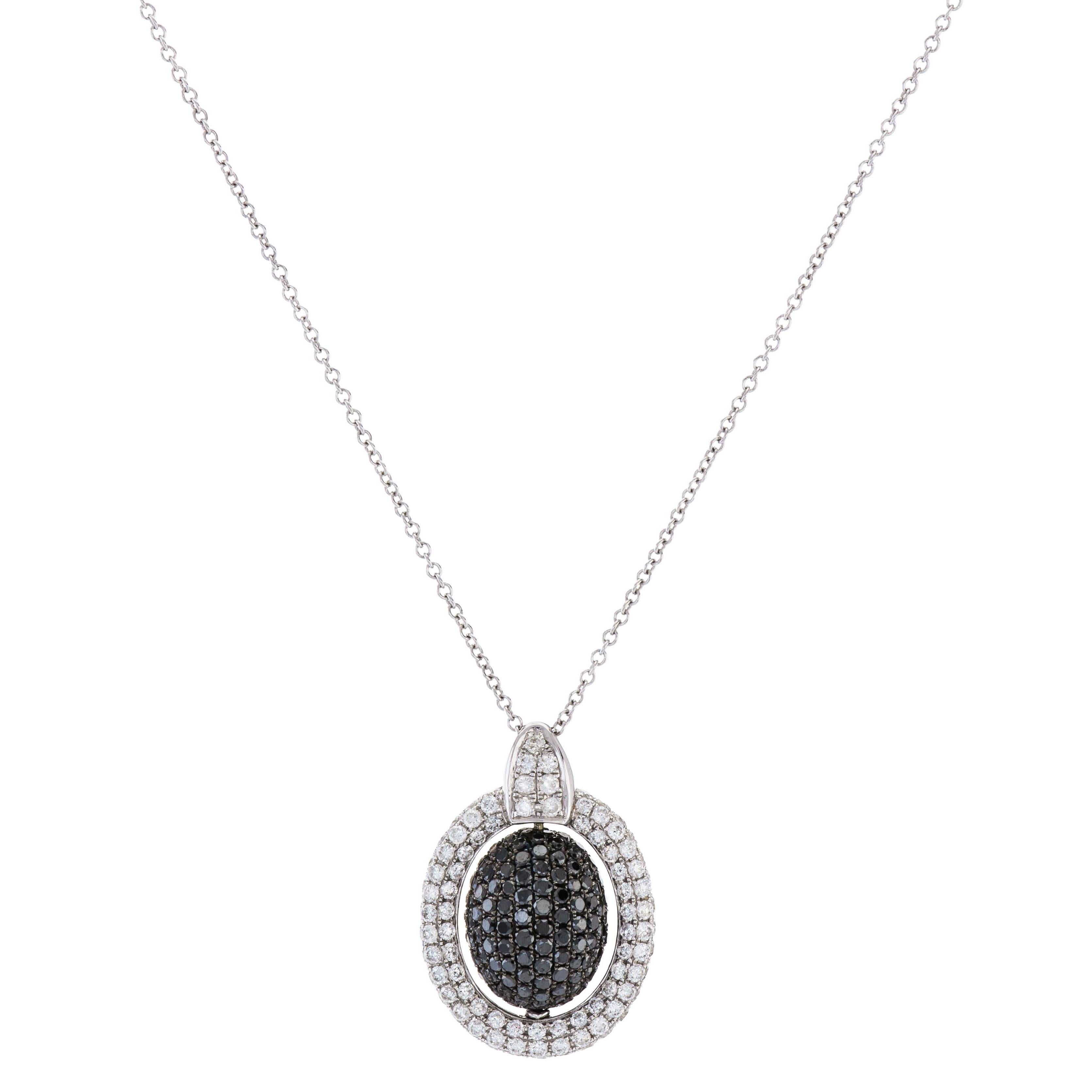 White Gold Black and White Diamond Pendant