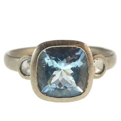 Pre-Owned Aquamarine and Diamond "Nerida" Ring by Alex Goodman, 18 Carat Gold