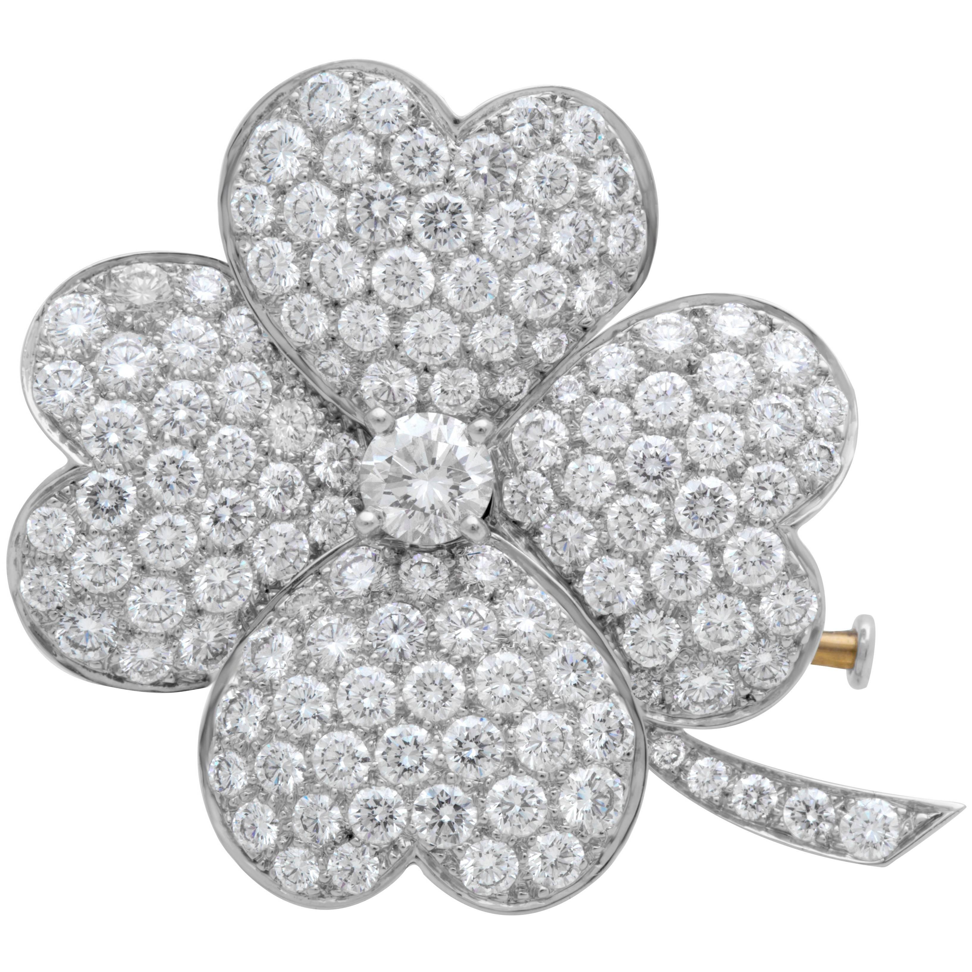 Van Cleef & Arpels White Gold and Diamond Cosmos Clip Pendant For Sale