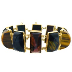 Unique Antique Tiger’s Eye Gold Bracelet