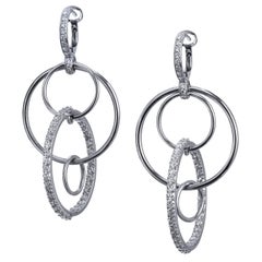 H & H 3.41 Carat Diamond Pave Interlocking Ring Dangle Earrings