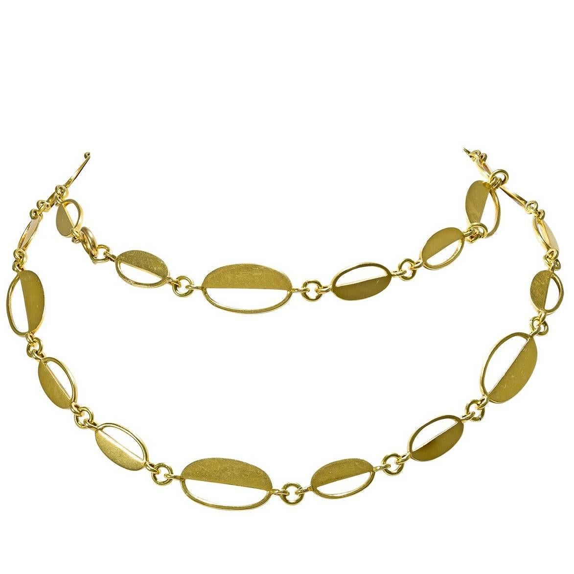 Italian 18 Karat Gold Handmade Chain For Sale