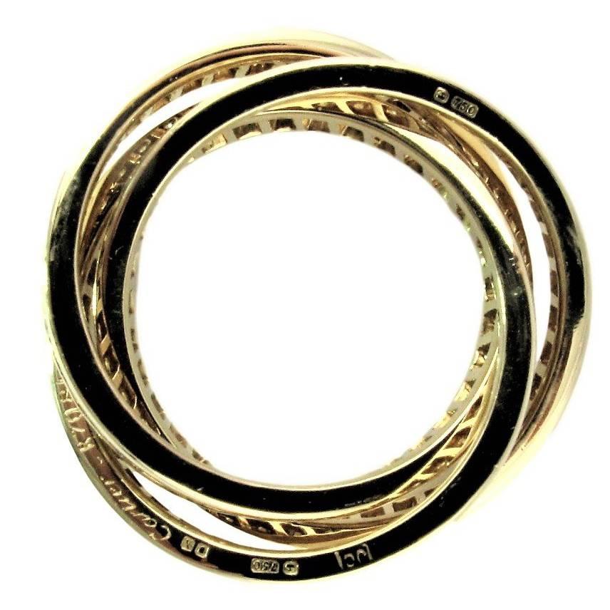 Cartier Diamond Yellow Gold US 7 1/2 Trinity Ring.  For Sale