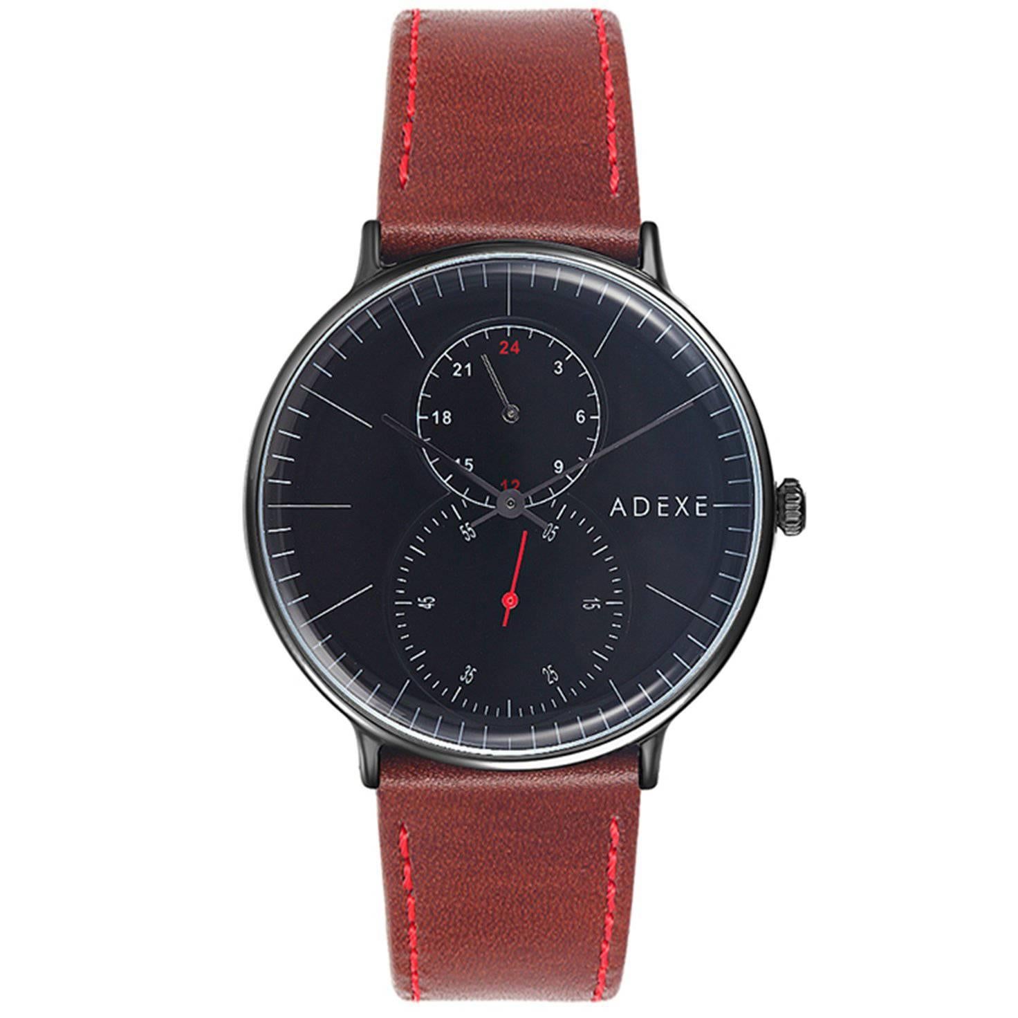 Foreseer Black and Brown Genuine Italian Leather Lifestyle Watch For Sale