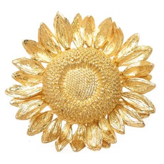 Asprey London Yellow Gold Sun Flower Brooch