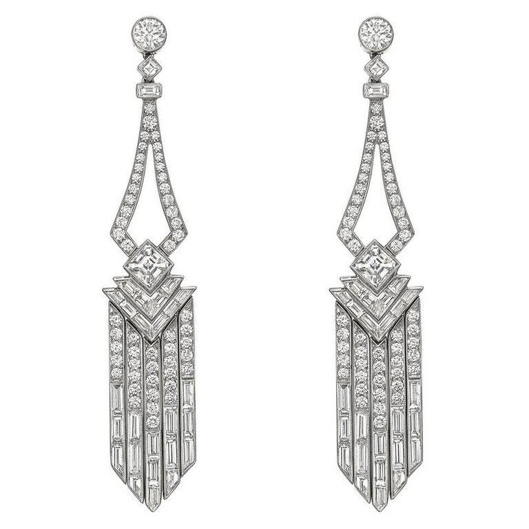 Diamond Fringe Drop Earrings at 1stDibs