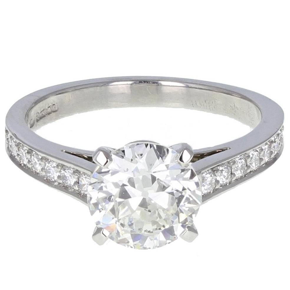HRD Certificated 1.50 Carat Brilliant Cut Diamond Solitaire Engagement Ring For Sale