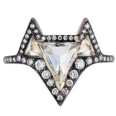 18K Grey Gold Hava Ring with White Topaz and Diamonds
