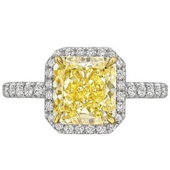 2.18 Carat Fancy Intense Yellow Diamond Ring